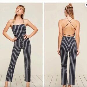 Reformation Rufus Jumpsuit / Pinstripe Jumpsuit, Size 0